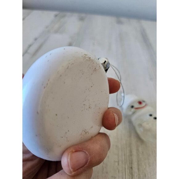 Snowman glass ornament flocked Xmas set - Picture 2 of 6